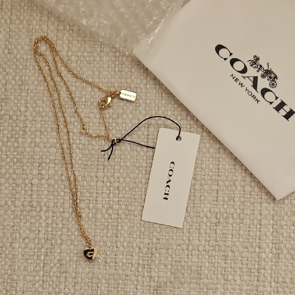 Coach Gold Heart Charm Necklace